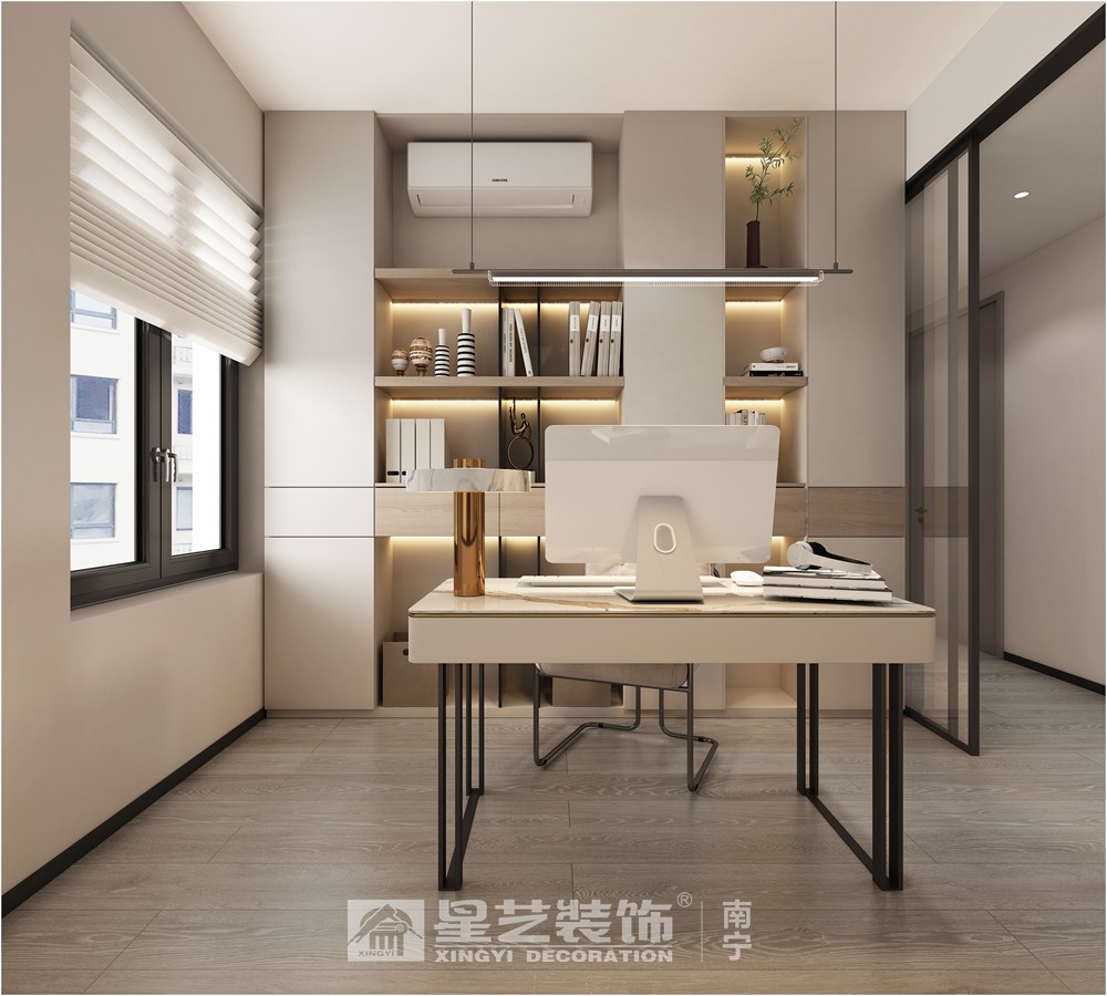保利領(lǐng)譽(yù)府90平現(xiàn)代簡(jiǎn)約書(shū)房裝修效果