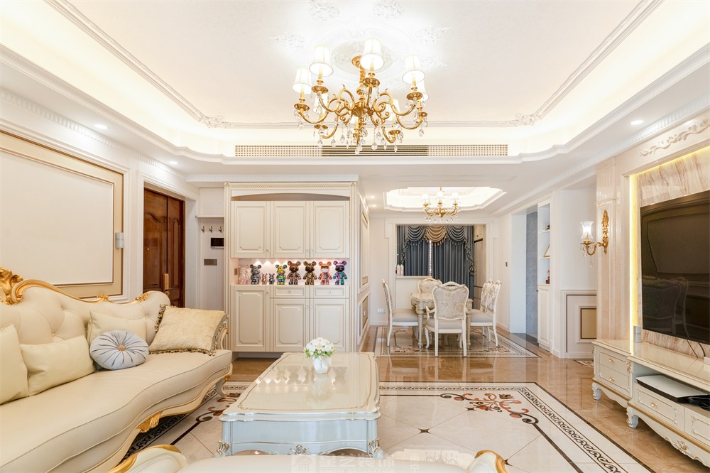 盛科城120平法式裝修客廳實景