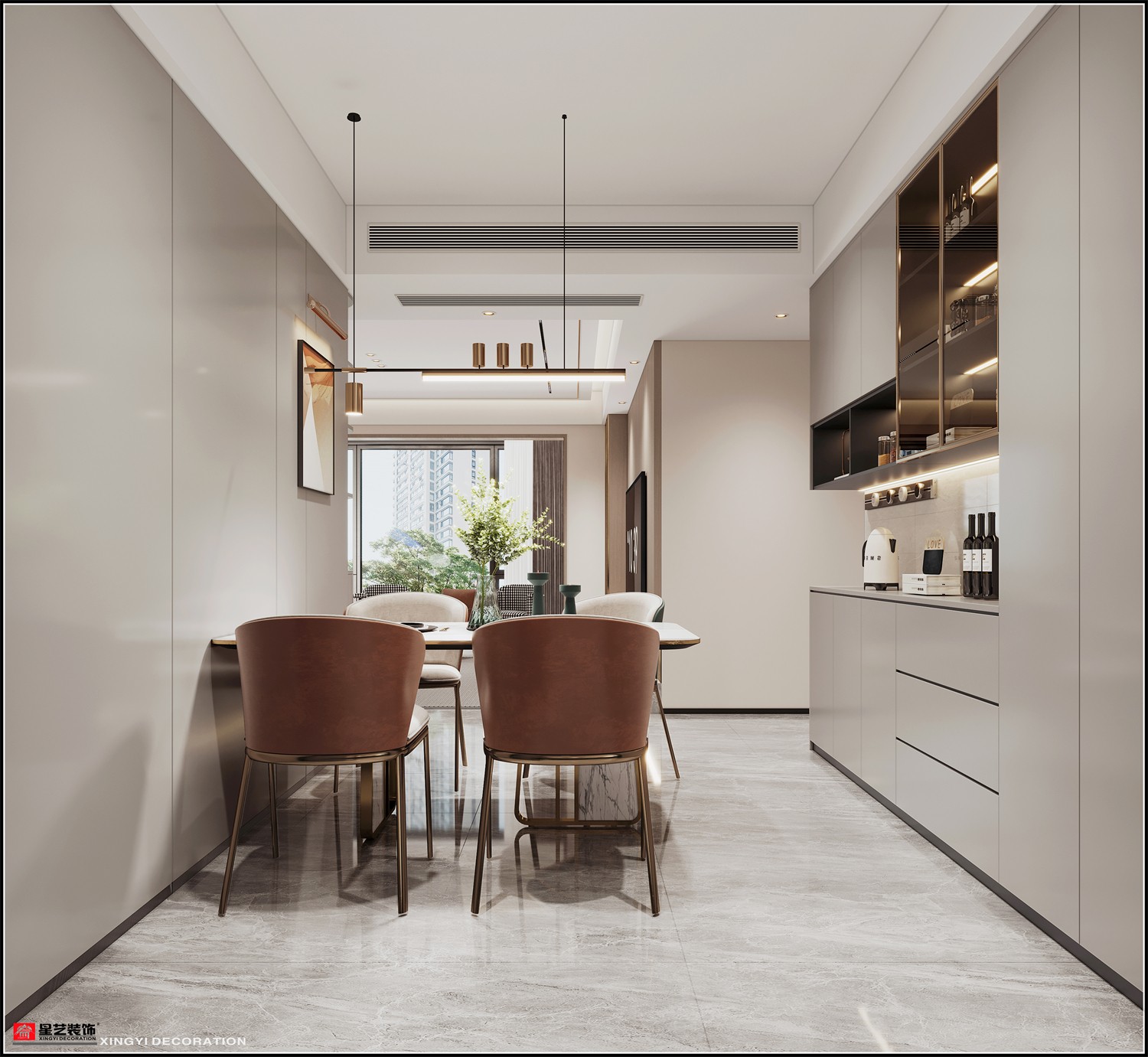 凱業(yè)花園135平現(xiàn)代風(fēng)格餐廳裝修效果圖