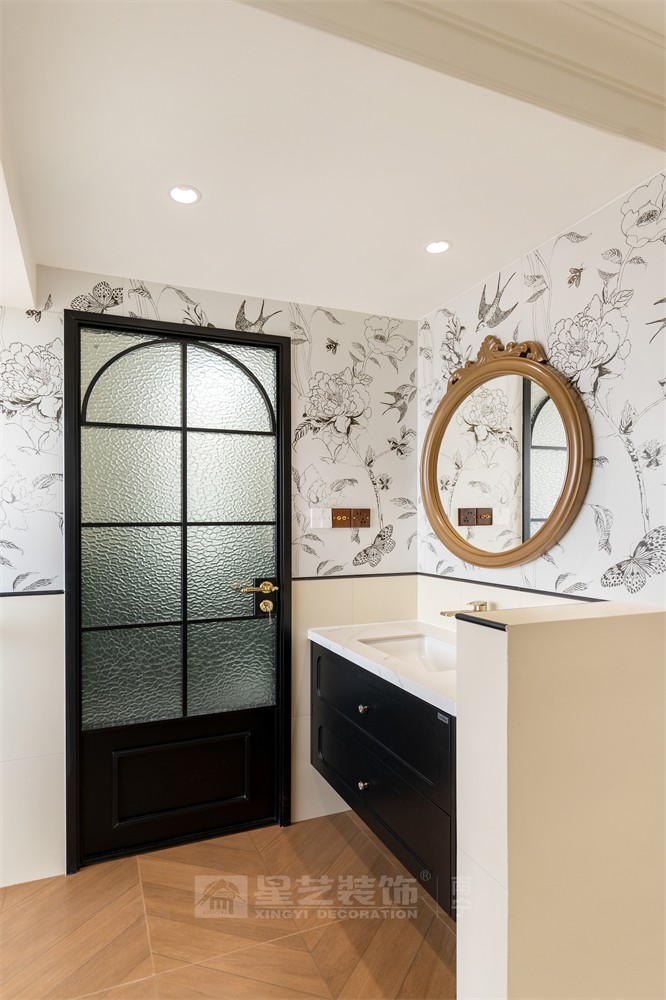 星海銀沙100平中古風(fēng)洗漱臺裝修實景