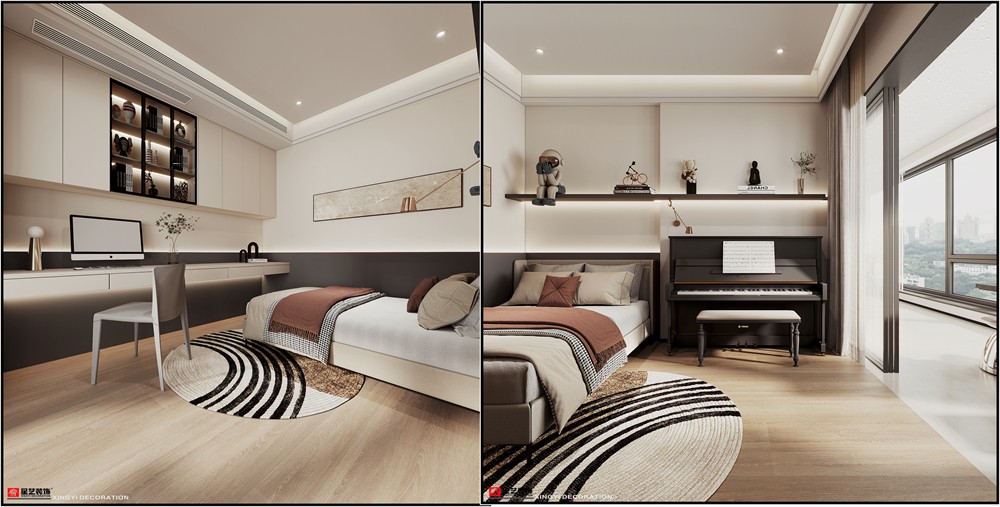 盛邦濱江府228平現(xiàn)代簡(jiǎn)約鋼琴房裝修效果圖