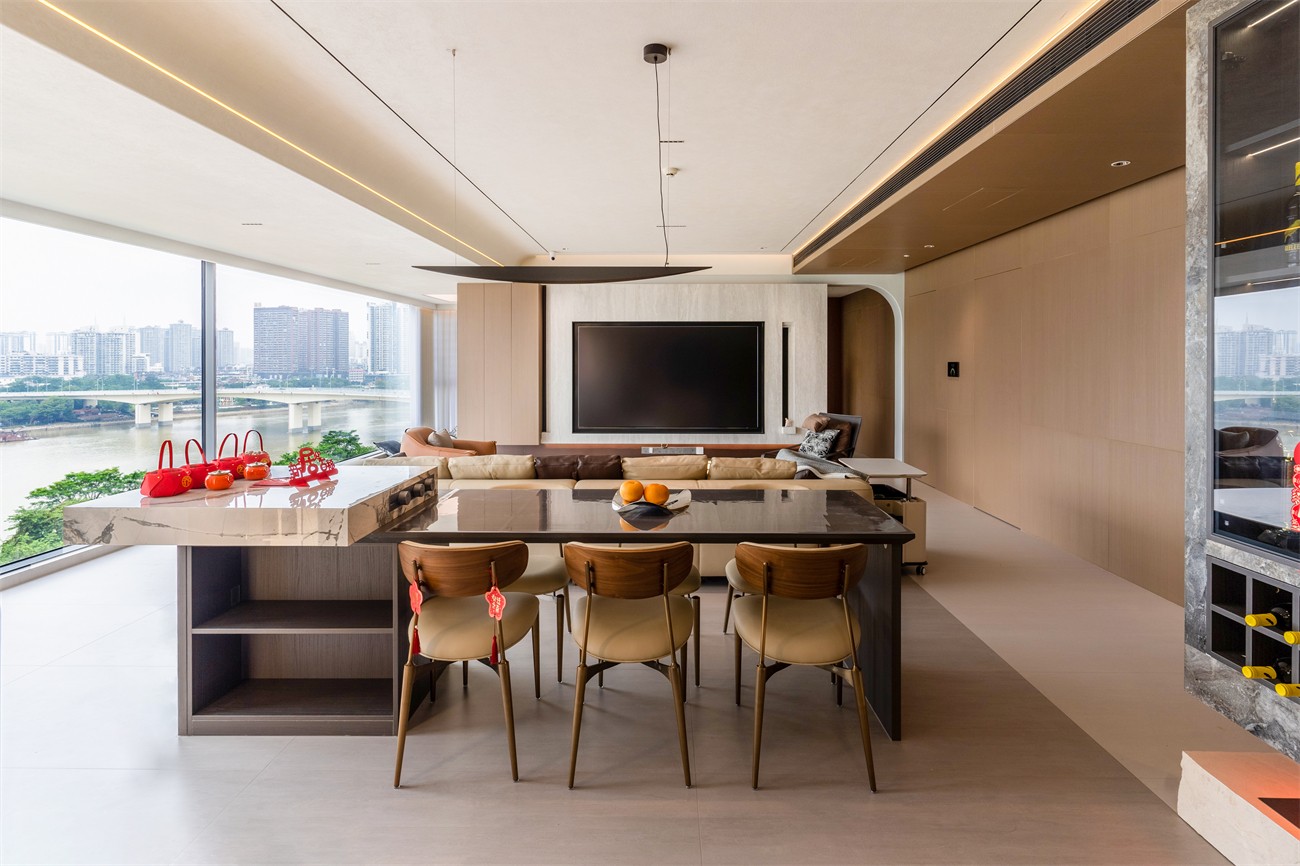 華潤(rùn)西園悅府167平意式風(fēng)格客餐廳裝修完工實(shí)景