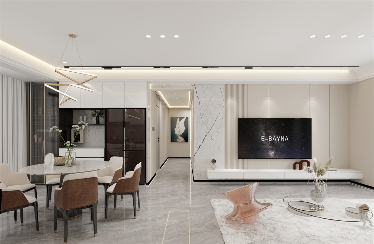 保利領(lǐng)秀前程140平現(xiàn)代簡約餐廳裝修效果圖