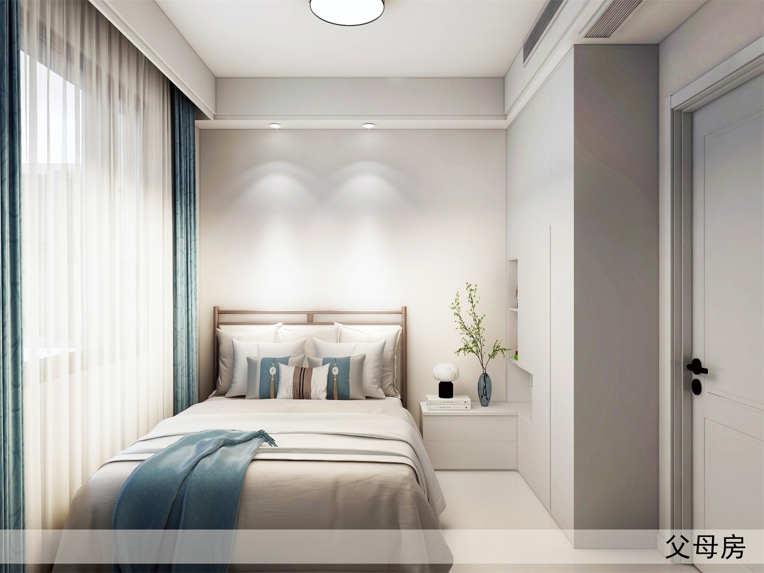 保利天悅臺106平現(xiàn)代簡約臥室裝修效果圖