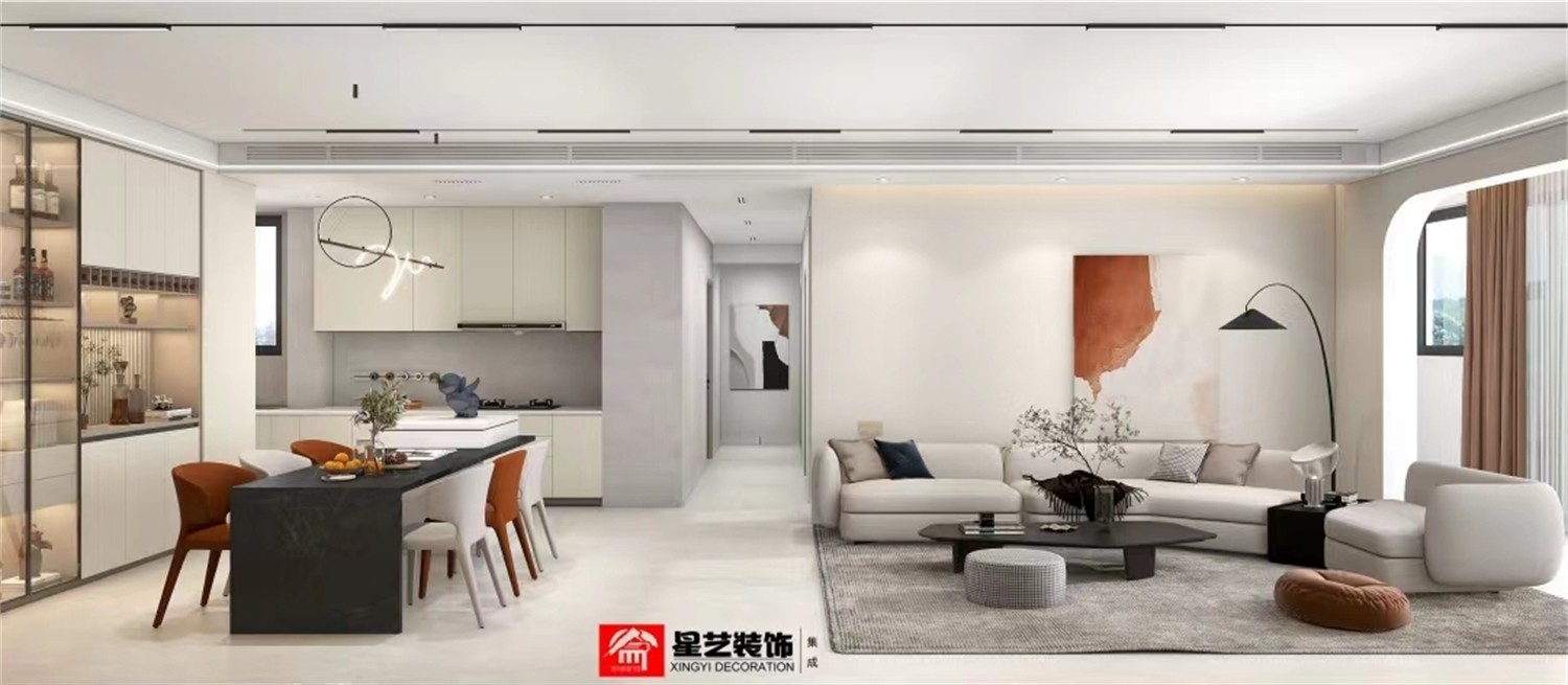 地質職工生活區(qū)120平現(xiàn)代簡約餐廳裝修效果圖