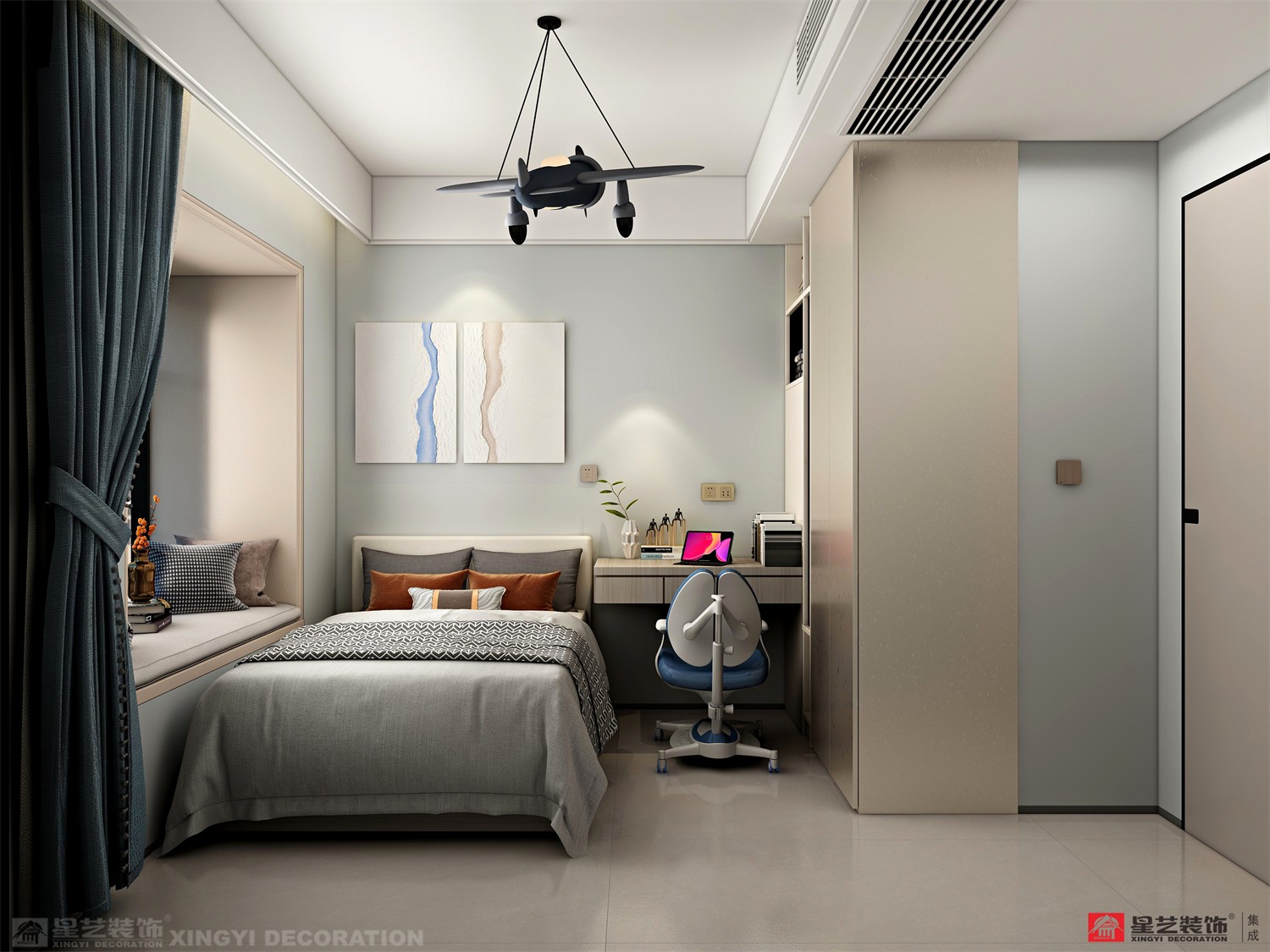 電網小區(qū)130平現代簡約臥室裝修效果圖