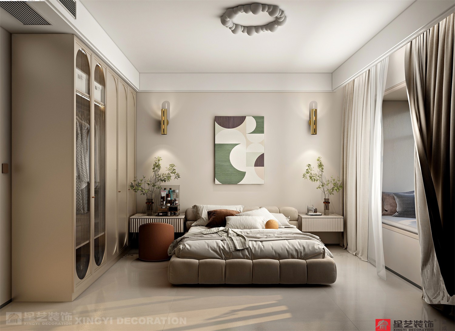 電網小區(qū)130平現代簡約臥室裝修效果圖