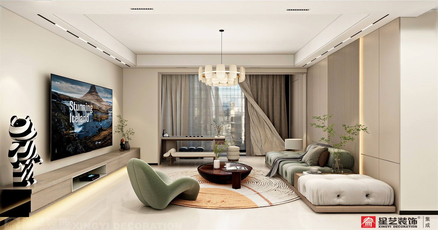 電網小區(qū)130平現代簡約客廳裝修效果圖