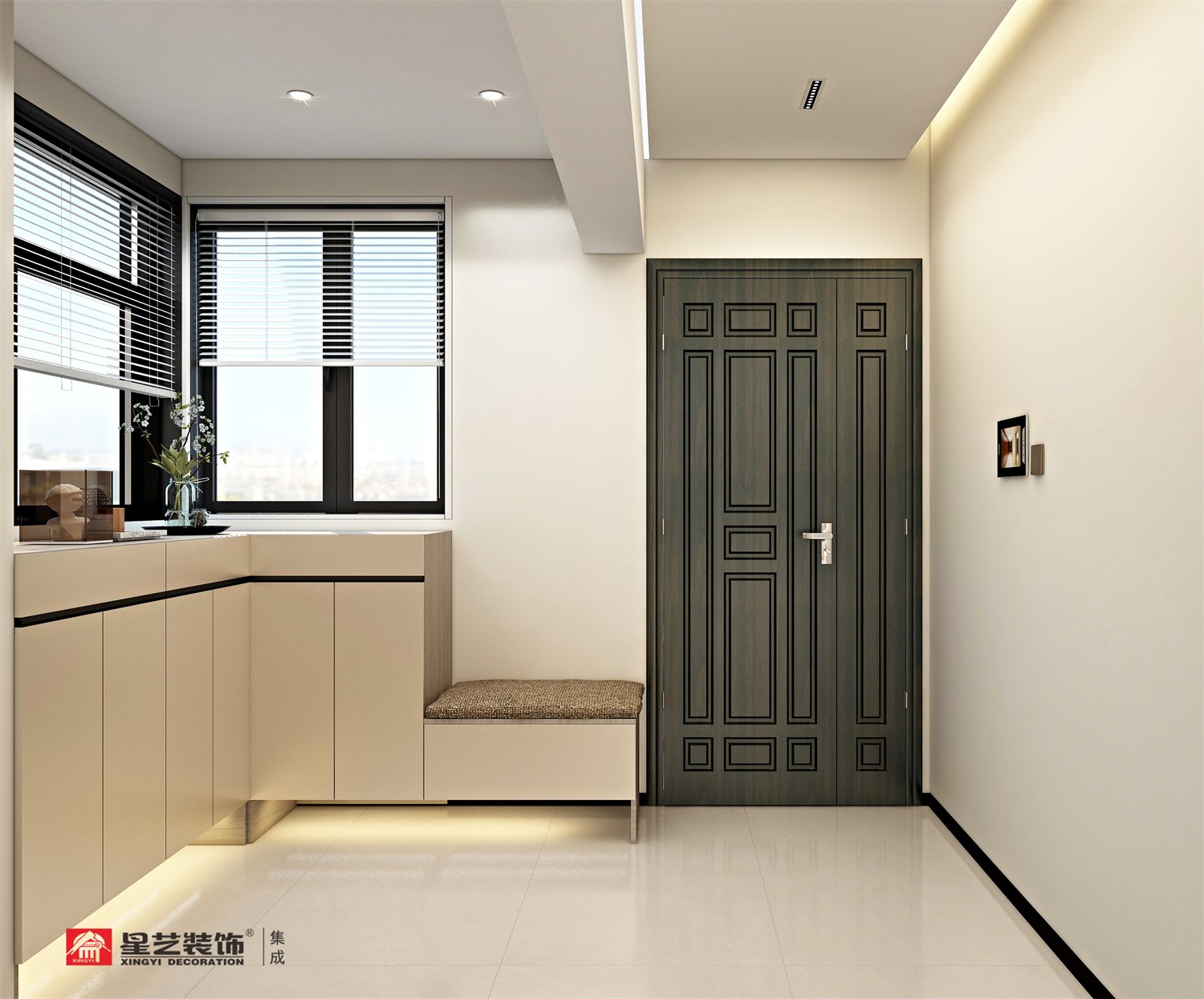 電網小區(qū)130平現代簡約入戶 裝修效果圖