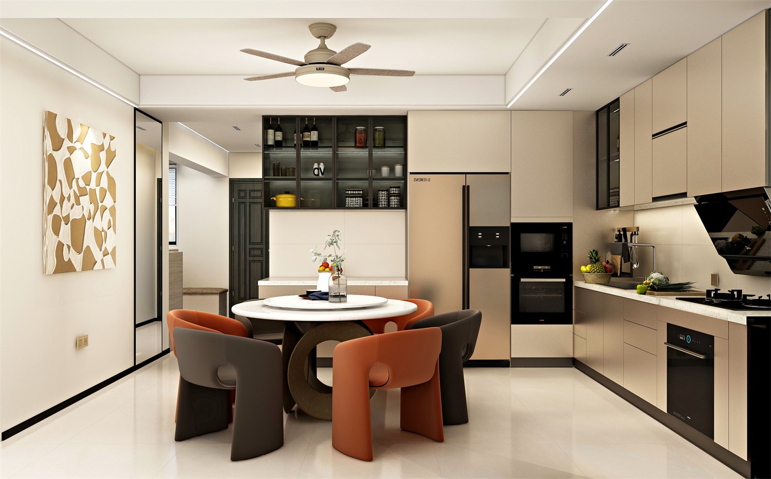 電網小區(qū)130平現代簡約廚房裝修效果圖