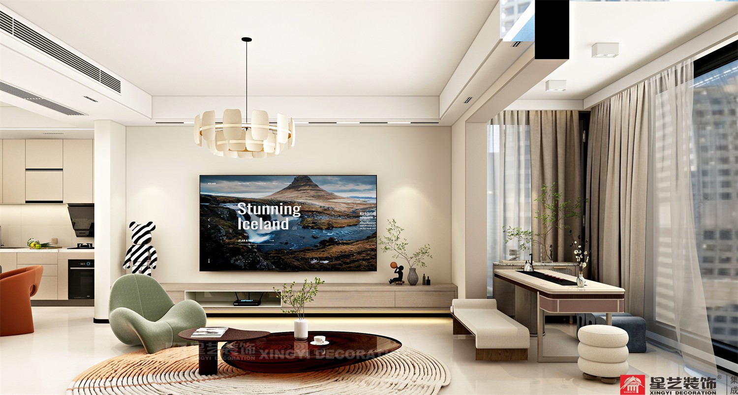 電網小區(qū)130平現代簡約客廳裝修效果圖