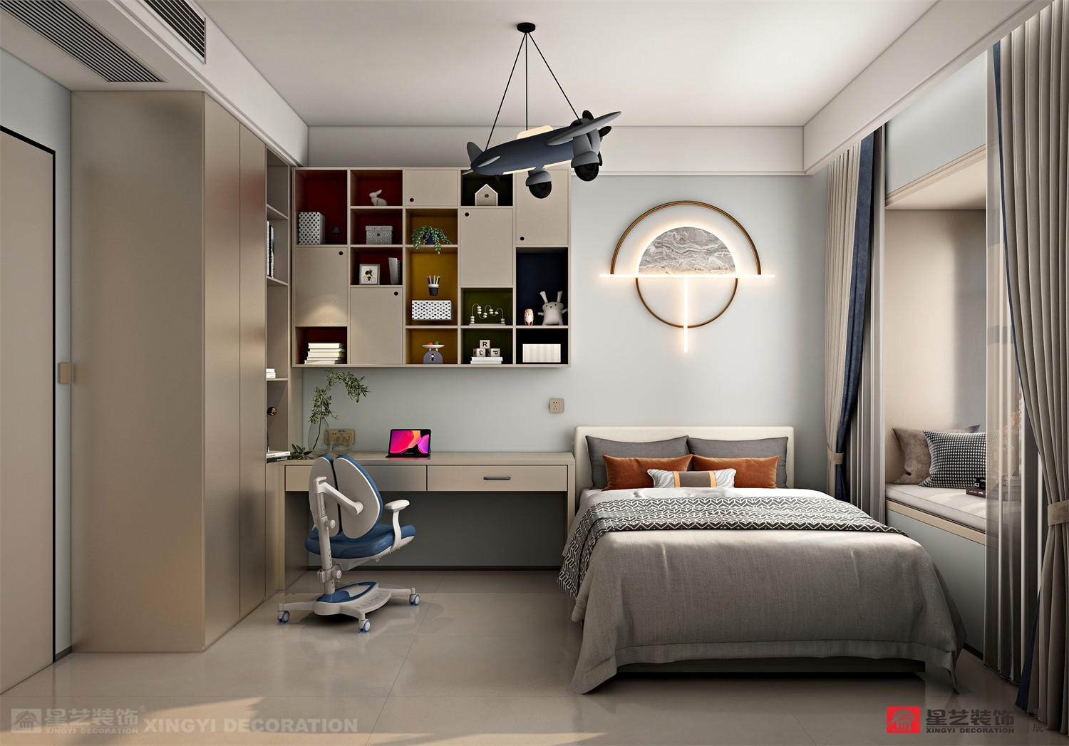 電網小區(qū)130平現代簡約臥室裝修效果圖