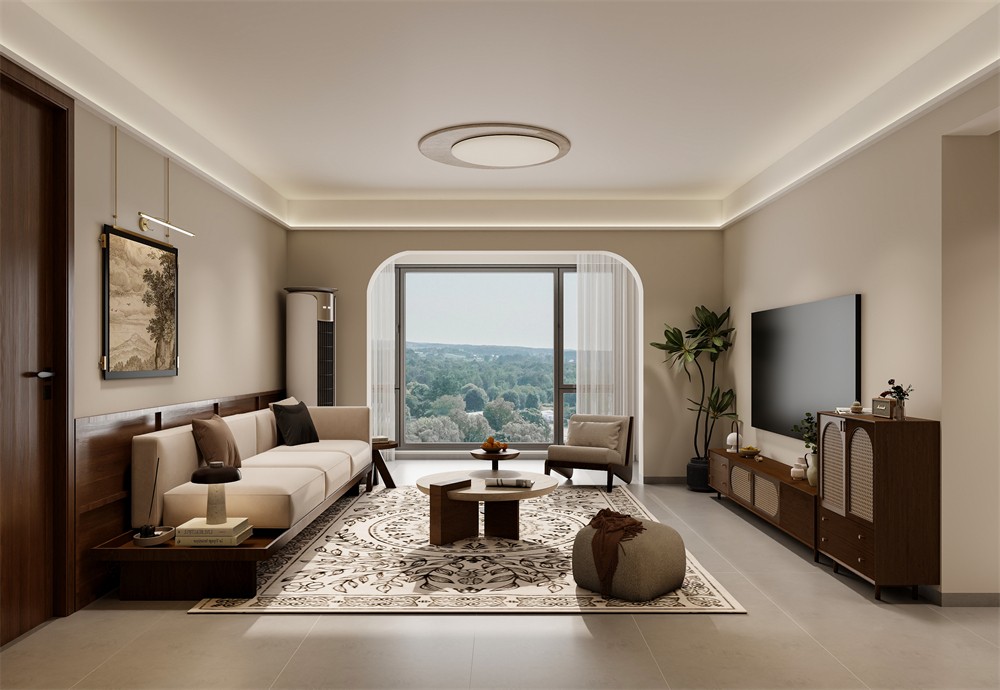 建工城140平現(xiàn)代風格客廳裝修效果圖