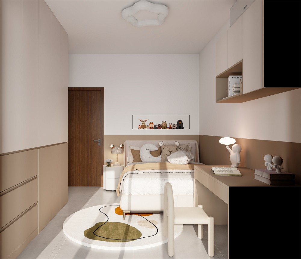 建工城140平現(xiàn)代風格臥室裝修效果圖