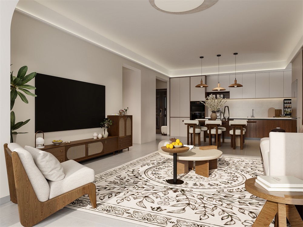 建工城140平現(xiàn)代風格客廳裝修效果圖