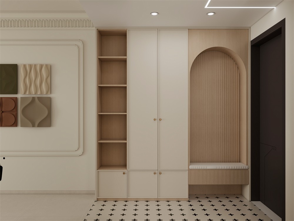 東盟世紀(jì)村80平輕式復(fù)古入戶裝修效果圖