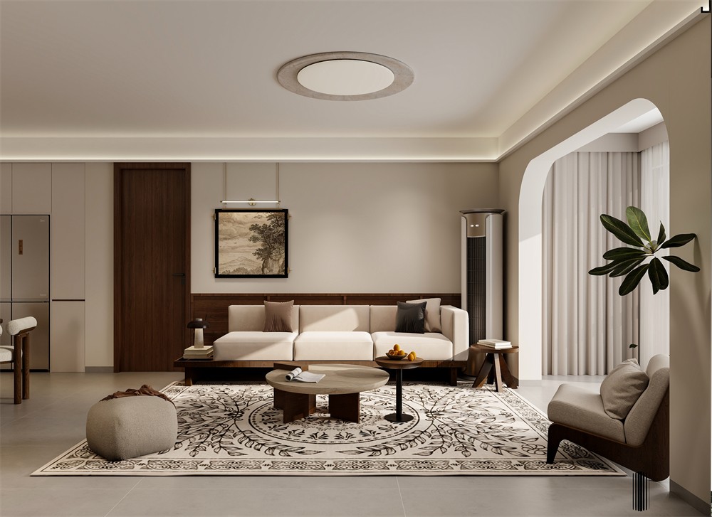 建工城140平現(xiàn)代風格客廳裝修效果圖