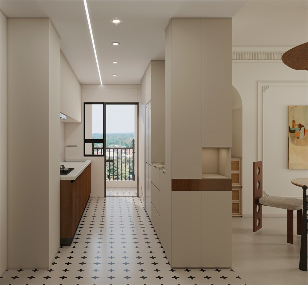 東盟世紀(jì)村80平輕式復(fù)古廚房裝修效果圖