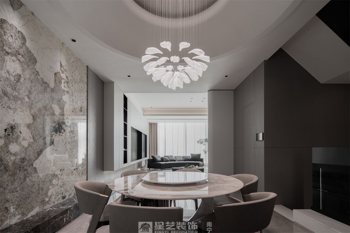 中海央墅500平現(xiàn)代極簡(jiǎn)餐廳裝修完工實(shí)景圖