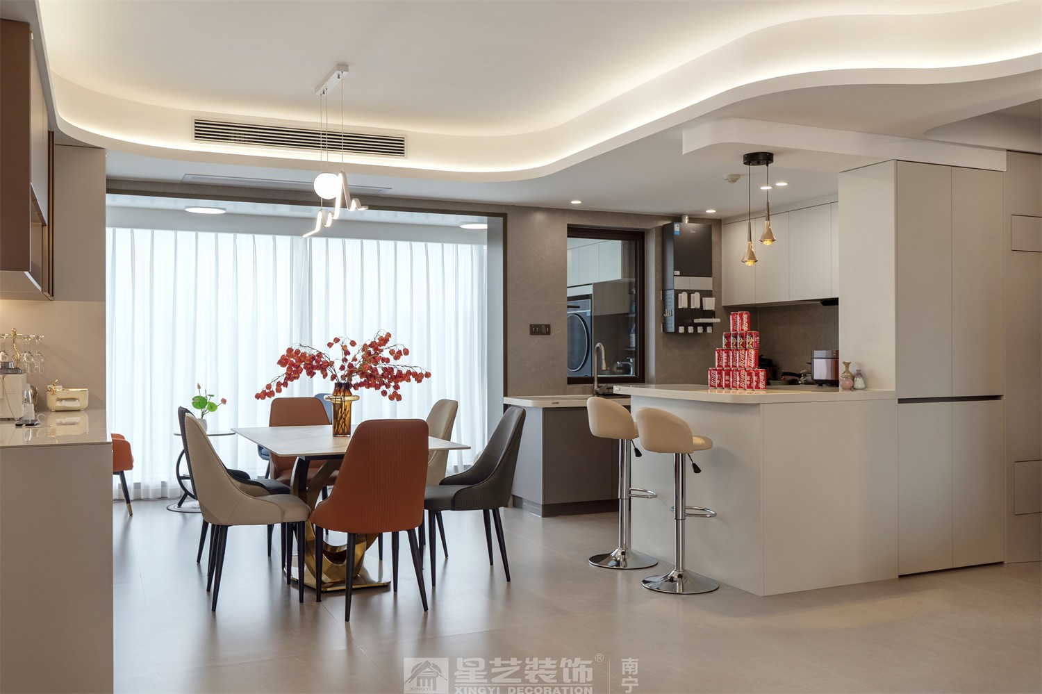 龍光天瀛140平意式輕奢餐廳裝修完工實景圖