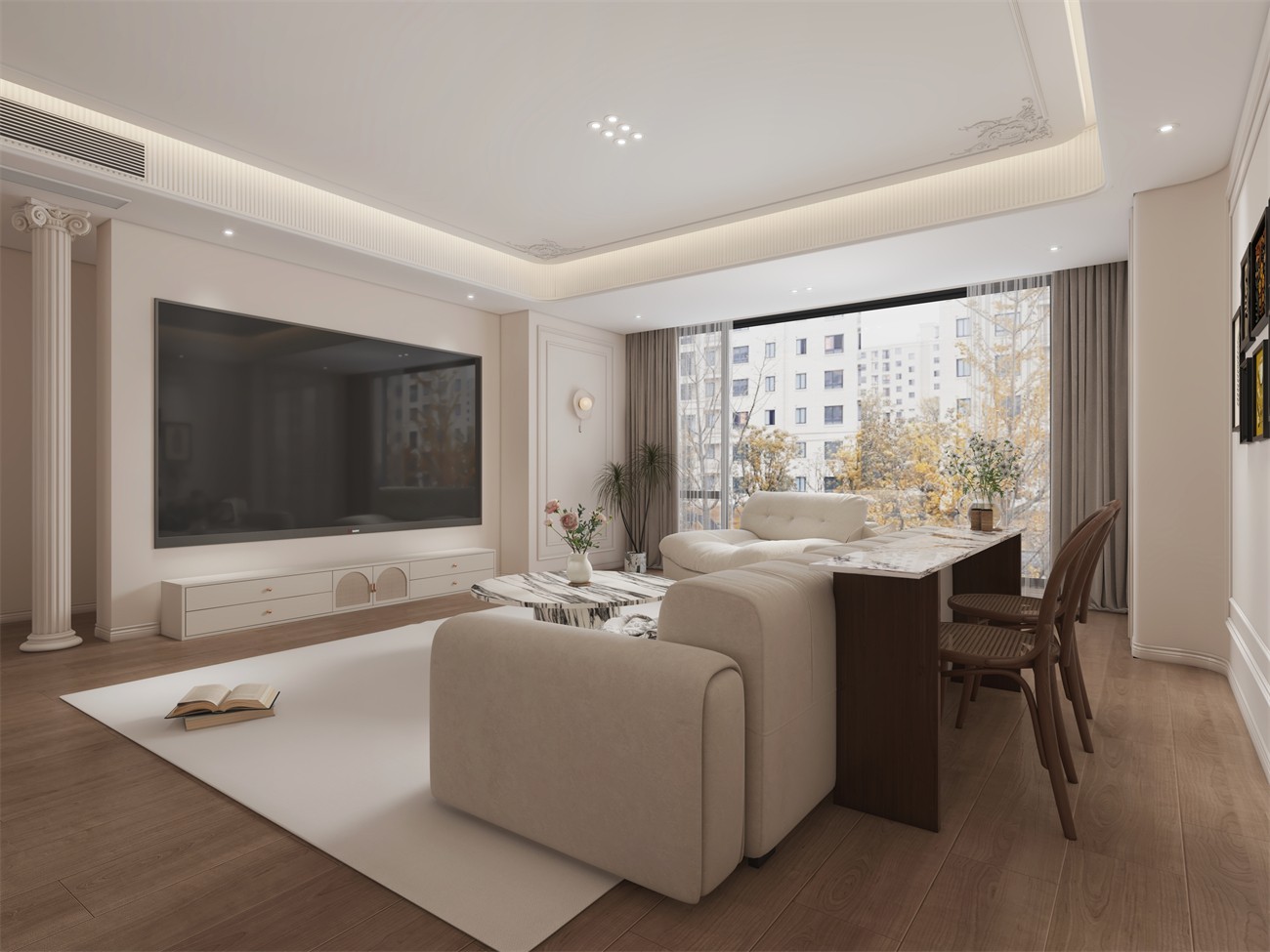 建發(fā)縵云147平法式風格客廳裝修效果圖