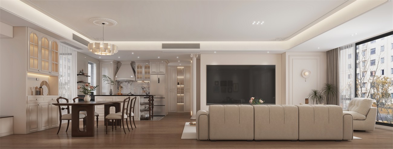 建發(fā)縵云147平法式風格客餐廳裝修效果圖