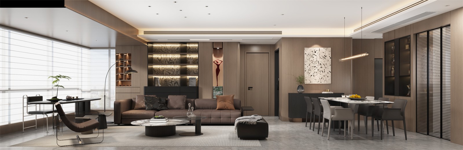 冠江墅143平意式輕奢客廳裝修效果圖