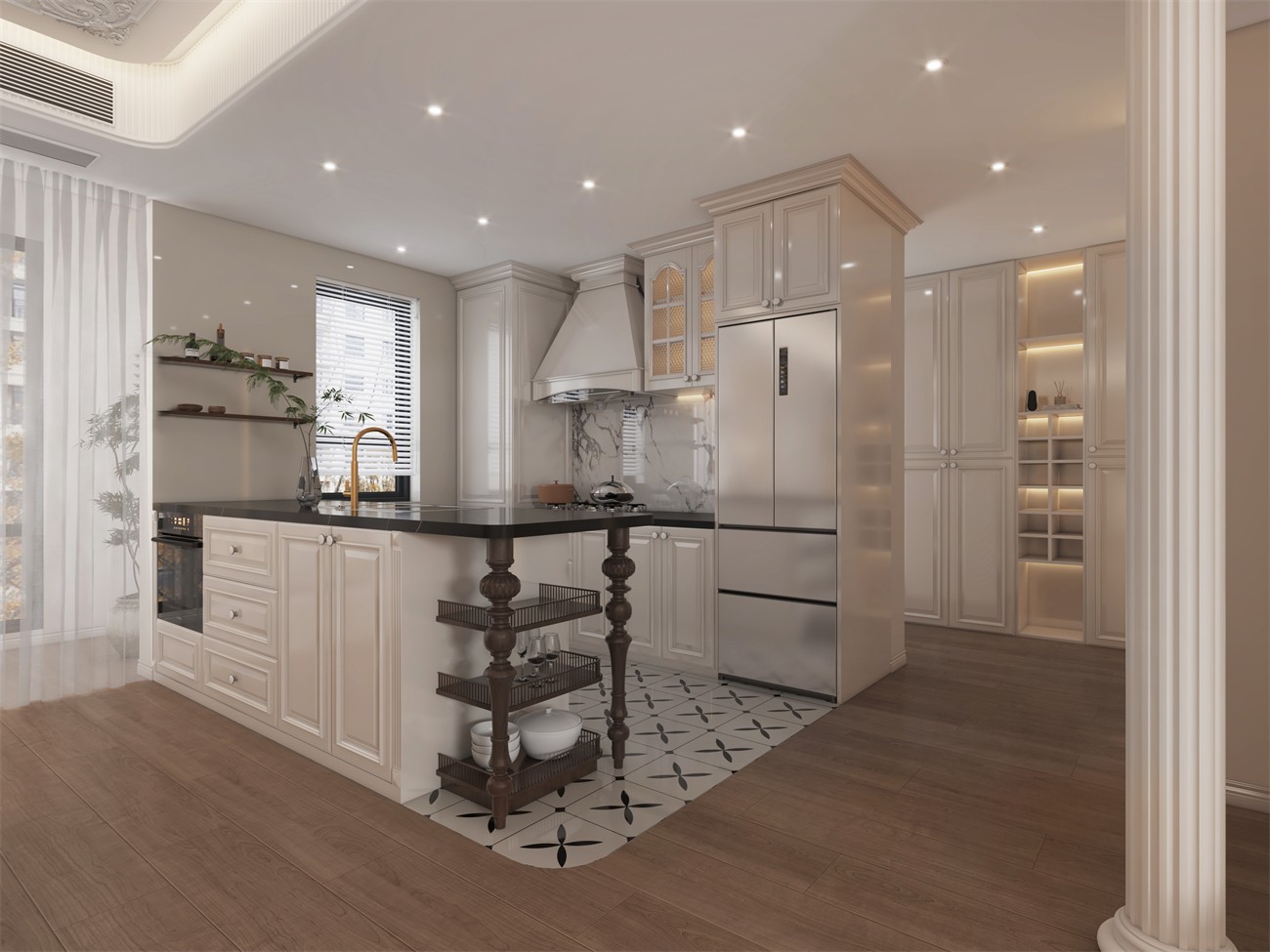 建發(fā)縵云147平法式風格廚房裝修效果圖