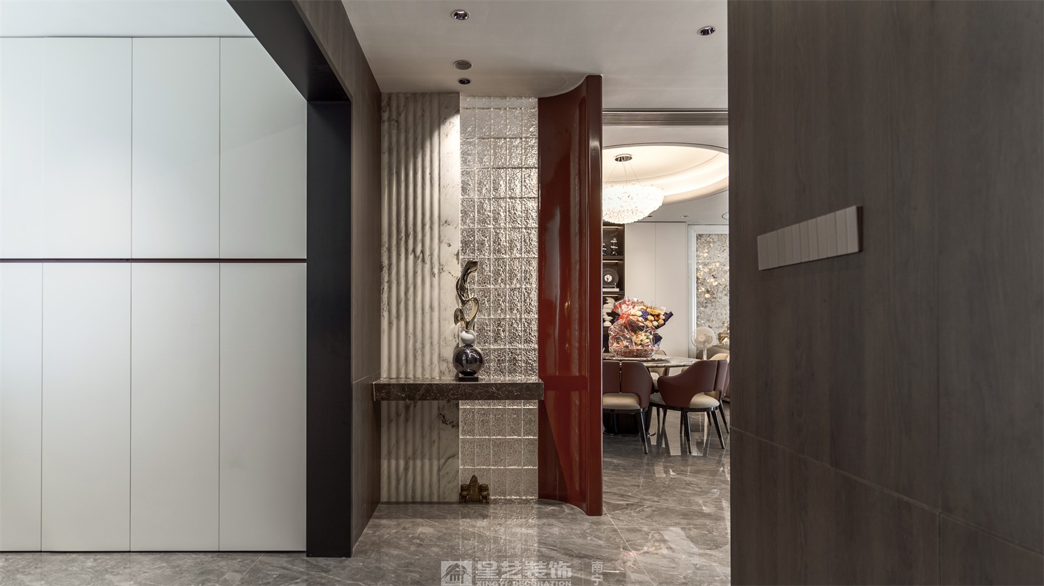 建發(fā)五象印月300平現(xiàn)代輕奢玄關(guān)裝修效果圖