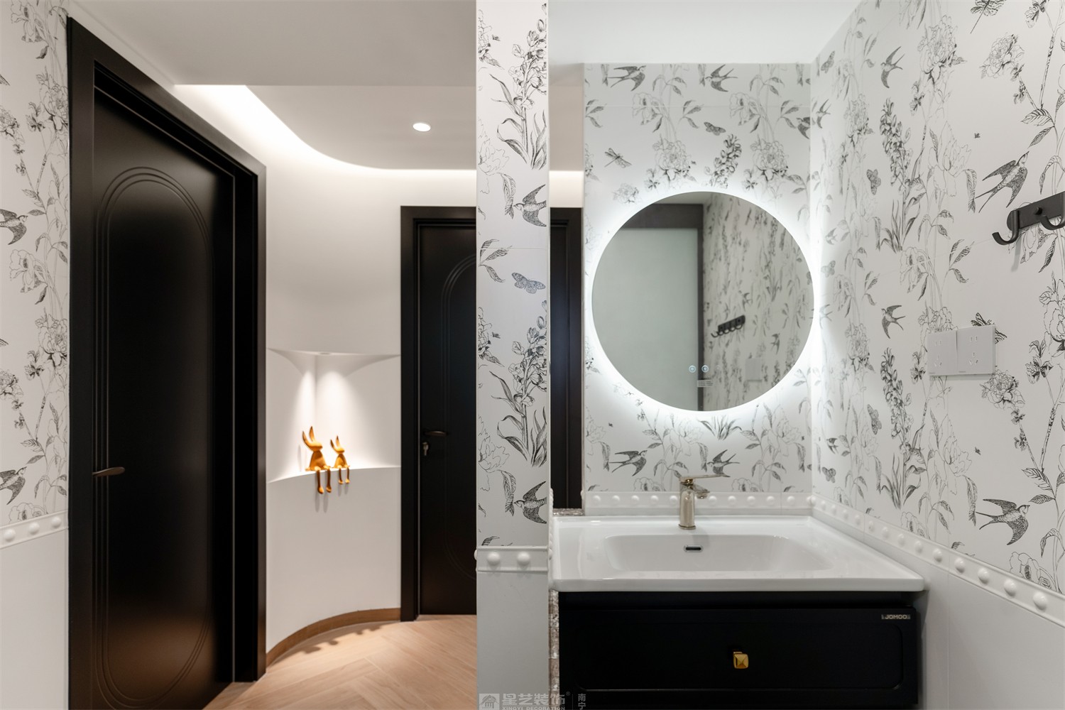 華潤中山府113平法式中古衛(wèi)生間裝修完工實(shí)景圖