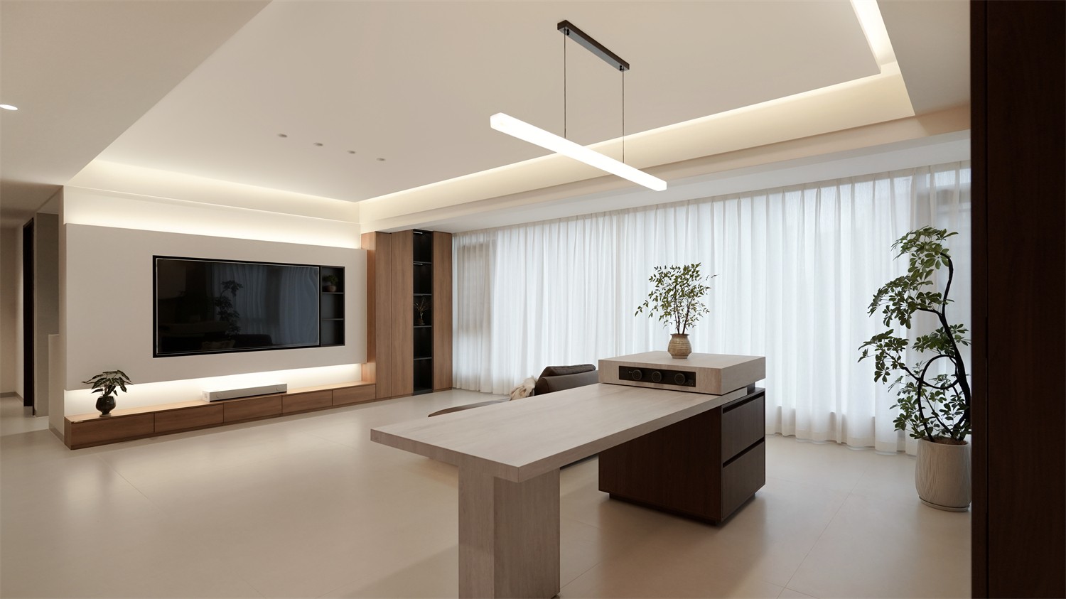 北投溪境119平中古風客廳裝修完工實景圖